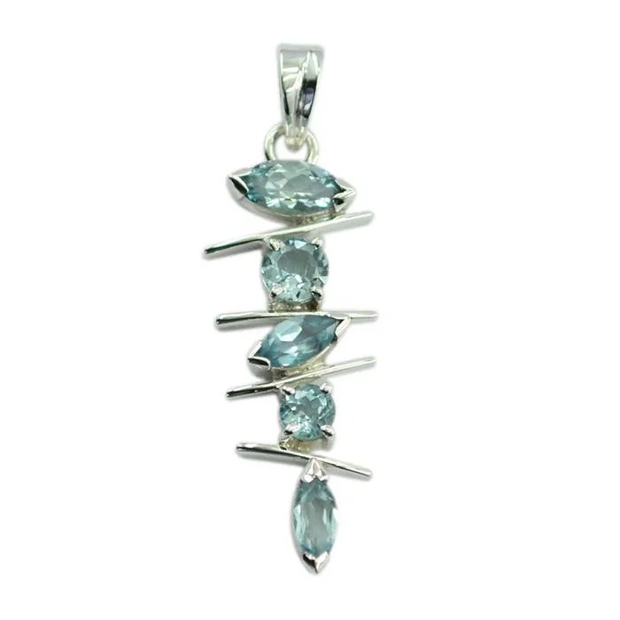 Blue Topaz Tiny Latin American 925 Silver Penta Antonia Sophisticated Blue Pendant Jewelry