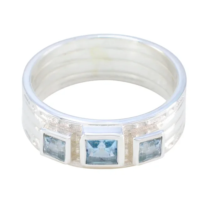 Blue Topaz Trilogy Egyptian Silver Blue Gemstone Eye-catching Boho Band Jewellery
