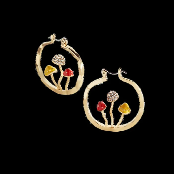 Boho Mushroom Hoop Earrings