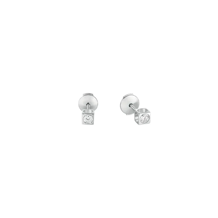 Boucles d’oreilles dinh van Cube Diamant or blanc et diamant – Lepage