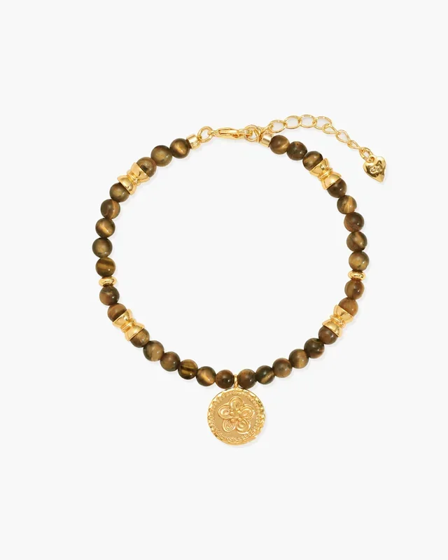 Bracciale con moneta in occhio di tigre