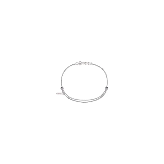 Bracelet Claverin cordon gris perlé Mini 6 Little diamond moon perles blanches or blanc et diamants BRCO6P001GRIP – Lepage