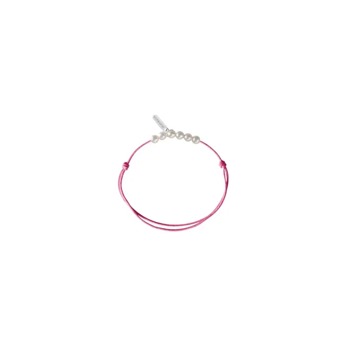 Bracelet Claverin cordon rose fuschia Mini 6 little treasures perles blanches BRC6P001ROSF – Lepage