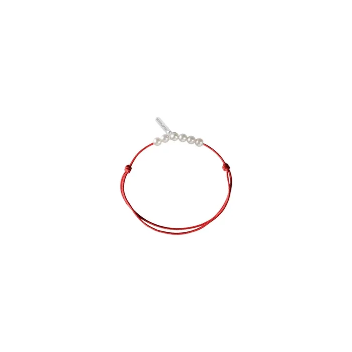 Bracelet Claverin cordon rouge corail Mini 6 little treasures perles blanches – Lepage