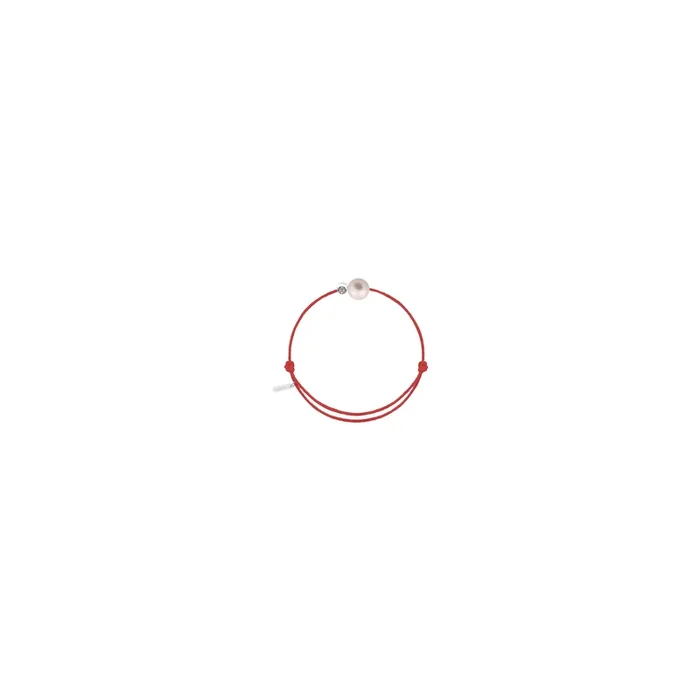 Bracelet Claverin cordon rouge corail Simply perle blanche or blanc et diamants BRCOB001ROUC – Lepage