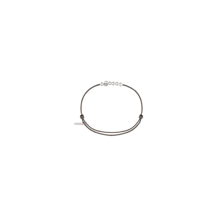 Bracelet Claverin cordon taupe Mini 6 Little diamond moon perles blanches or blanc et diamants BRCO6P001TAU – Lepage