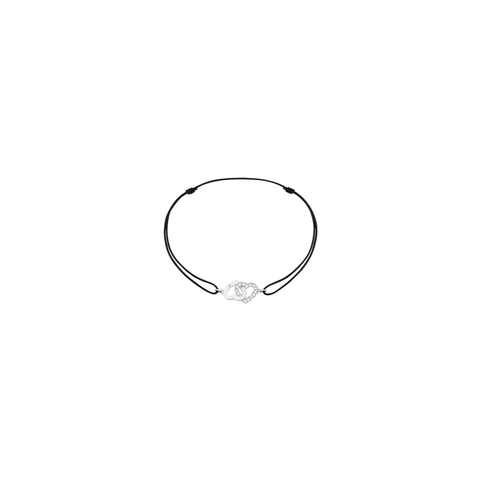 Bracelet cordon dinh van Double Cœurs R9 or blanc et diamants – Lepage