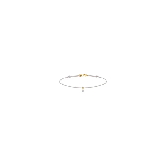 Bracelet cordon La Brune et La Blonde gris en or jaune et diamant 0,07 carat