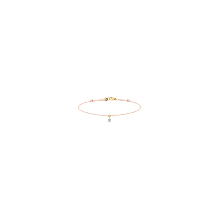 Bracelet cordon La Brune et La Blonde nude en or jaune et diamant 0,10 carat