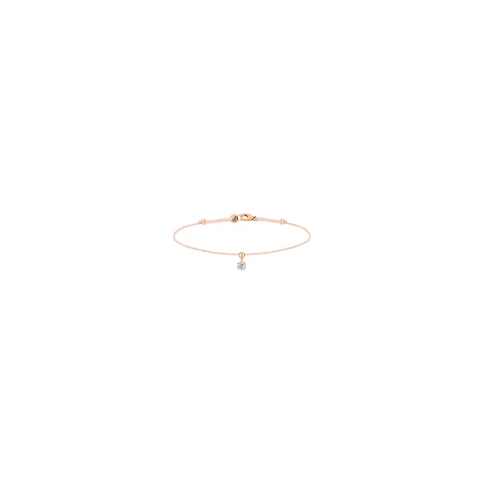 Bracelet cordon La Brune et La Blonde nude en or rose et diamant 0,15 carat