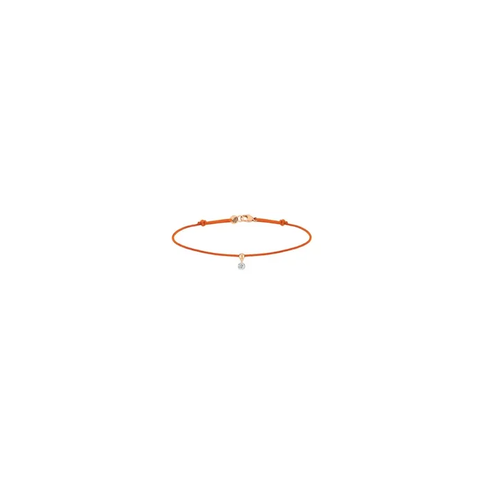 Bracelet cordon La Brune et La Blonde orange en or rose et diamant 0,10 carat