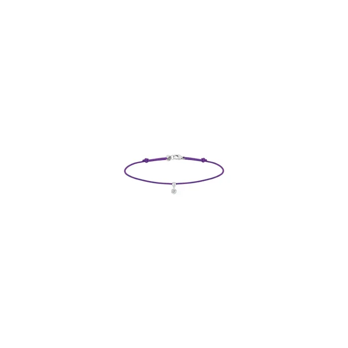 Bracelet cordon La Brune et La Blonde violet en or blanc et diamant 0,10 carat