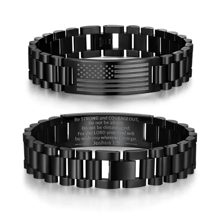 Bracelet de montre en acier inoxydable avec drapeau américain