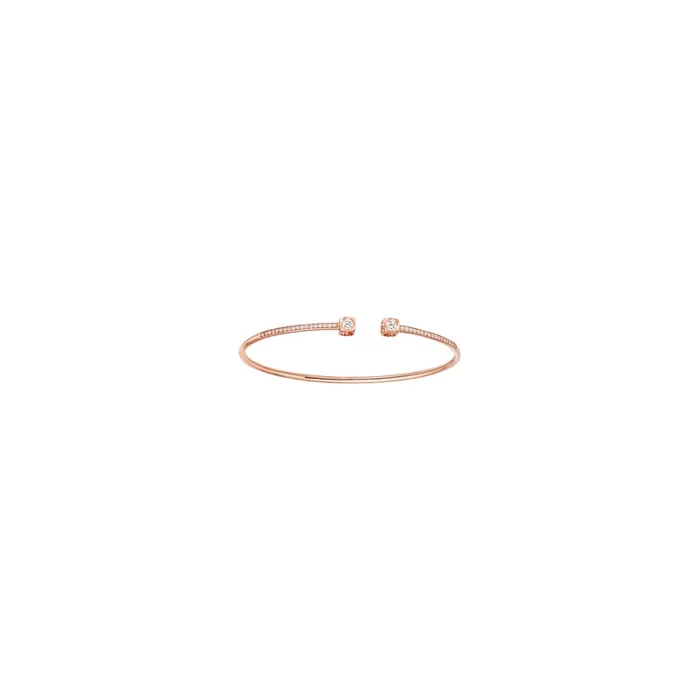 Bracelet Dinh Van Le Cube Diamant grand modèle or rose diamants – Lepage