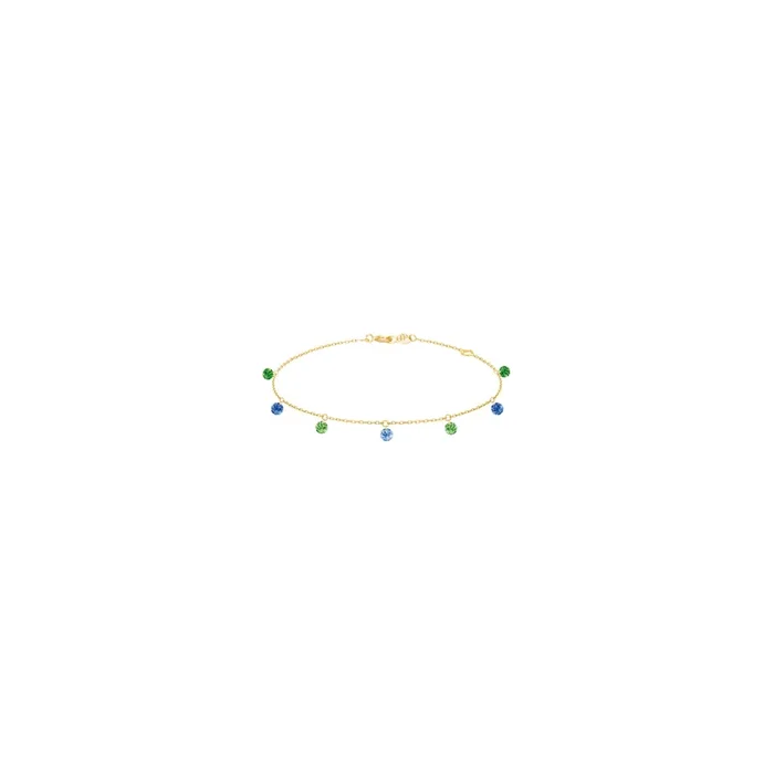 Bracelet La Brune et La Blonde Confetti Rio en or jaune saphirs bleus et tsavorites 0,90 carat