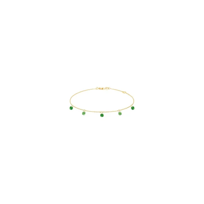 Bracelet La Brune et La Blonde Confetti Vert en or jaune et 5 tsavorites 0,65 carat