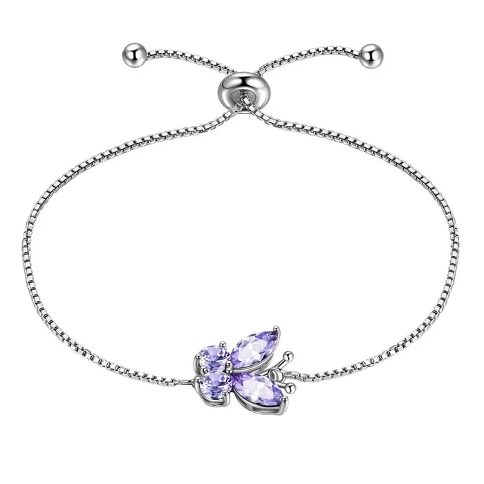 Bracelet papillon avec pierre de naissance de juin, Alexandrite, bijoux pour femmes et filles, cadeau d’anniversaire