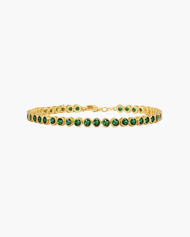 Bracelet Tennis Émeraude Doré
