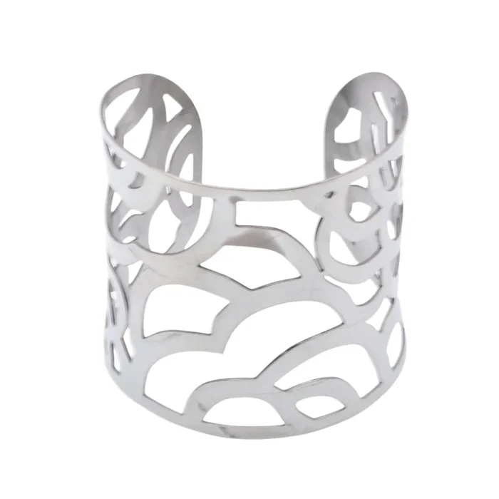 Brazalete de acero inoxidable con ondas recortadas – SSB00005