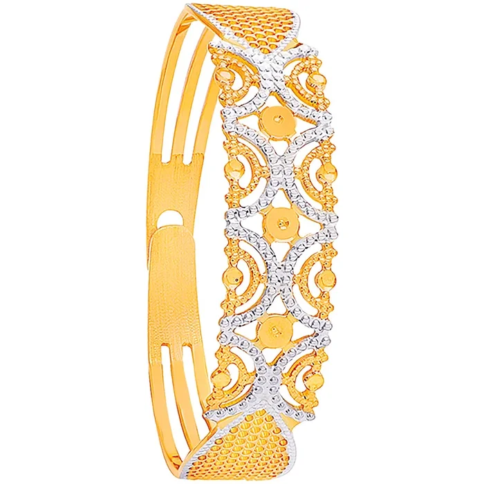 Brilliant Three tone Bangle Bracelet in 22K Gold