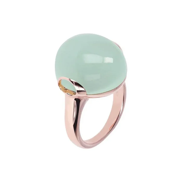 Bronzallure Rose Gold Plated Alba Aqua Chalcedony Ring – No Resize