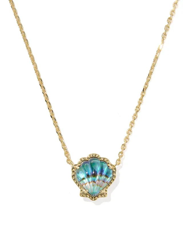 Brynne Shell Short Pendant Necklace in Gold & Abalone