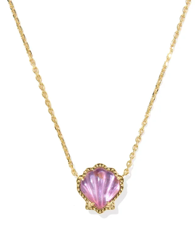 Brynne Shell Short Pendant Necklace in Purple Iridescent Abalone Illusion