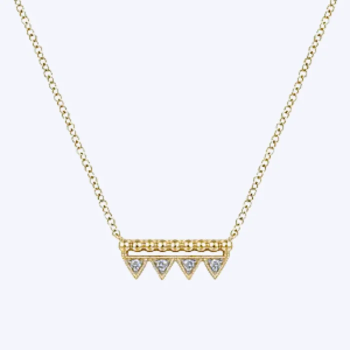 Bujukan Bead Diamond Triangle Bar Necklace