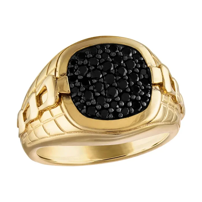 Bulova 14KT Yellow Gold Plated Sterling Silver and 1/2 CTW Natural Diamond Ring