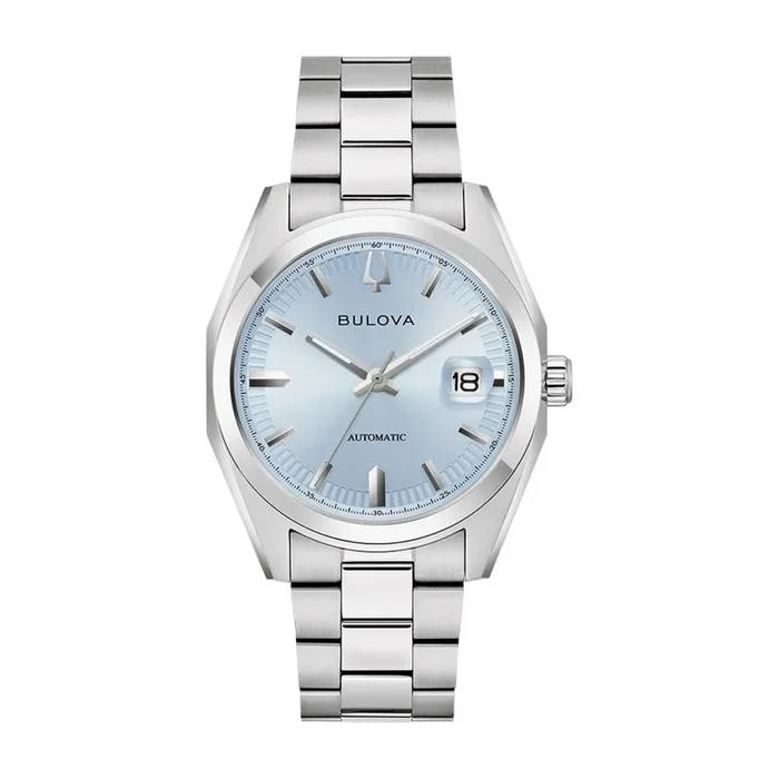 Bulova Light Blue Dial Stainless Steel Bracelet Surveyor. 96B469