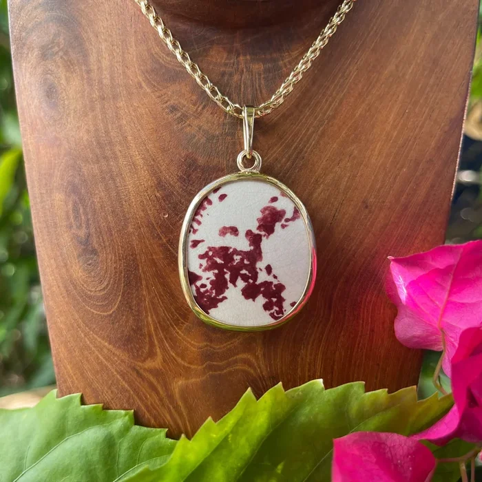 Burgundy Impressions 14k Gold Pendant