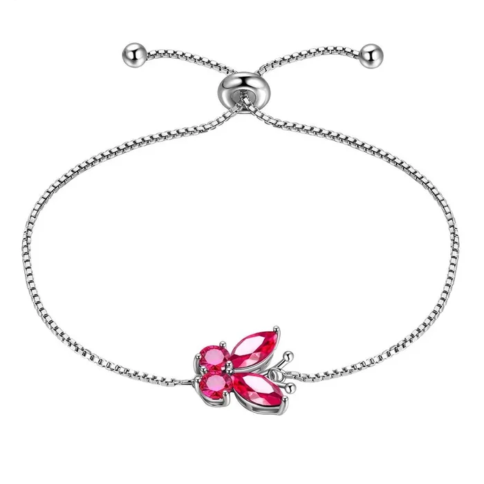 Butterfly Bracelet Birthstone July Ruby Women Girls Jewelry Birthday Gift