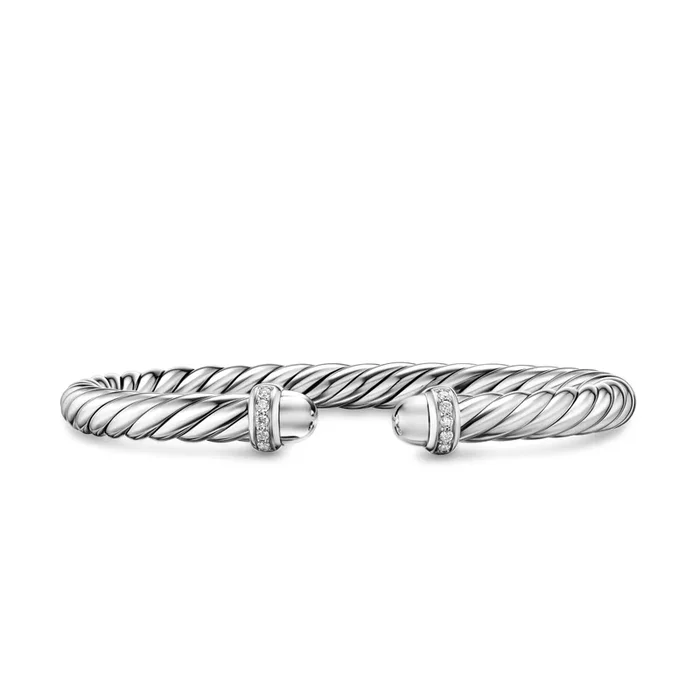 Cable Flex® Bracelet in Sterling Silver with Diamonds, 6mm