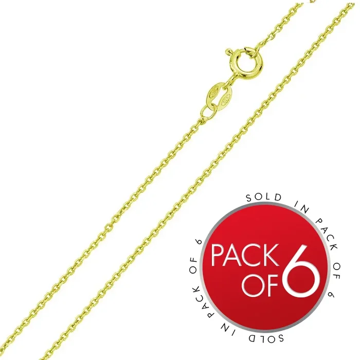 Cadena De Ancla De Corte Diamante Chapada En Oro Plata De 1,35 Mm – CH364A GP
