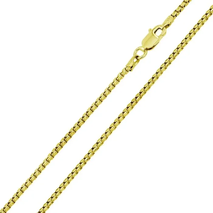 Cadena de caja redonda de 3,3 mm de plata de ley 925 bañada en oro – CH371C GP