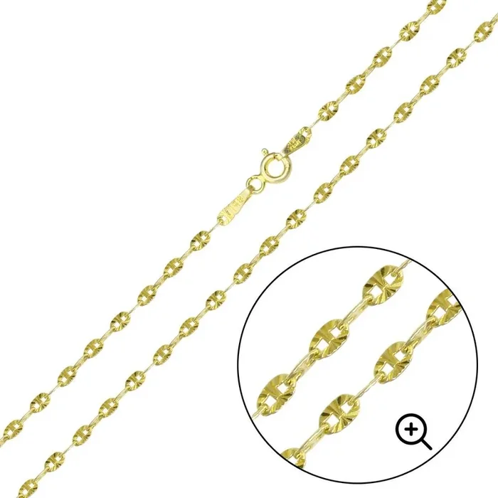 Cadena de eslabones DC Confetti de plata 925 chapada en oro de 2,2 mm – CH360 GP