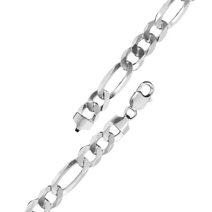 Cadena Figaro 180 plana, ligera y de plata de ley 925 rodiada, 6,8 mm – CH1-180 RH