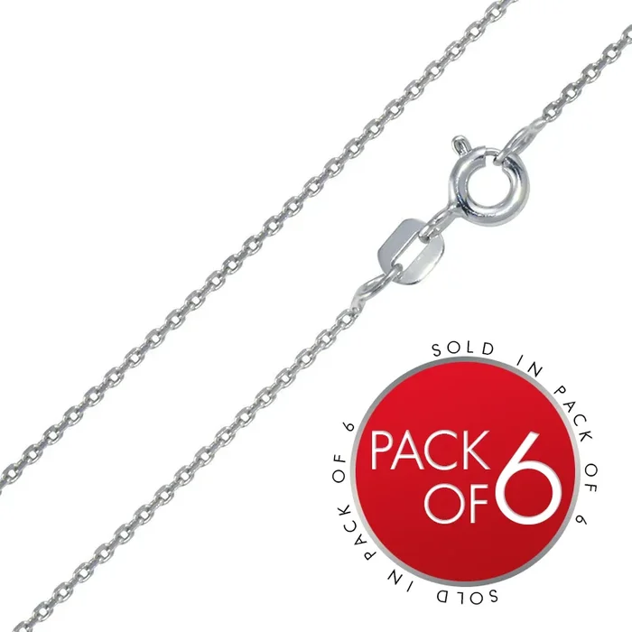 Cadena Rolo 020 de plata de ley 925 rodiada con corte de diamante de 0,9 mm – CH220 RH