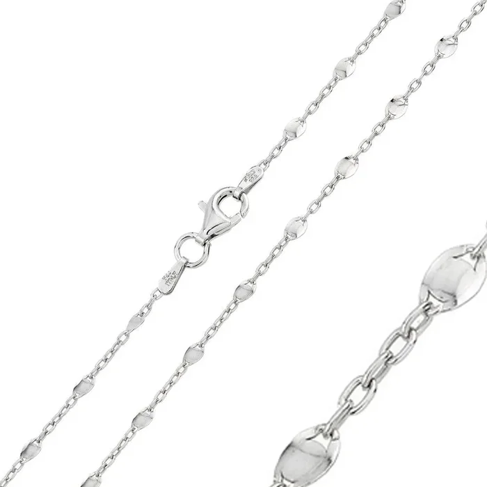 Cadenas 030 con eslabones de disco trenzados bañados en rodio en plata 925 – CH117 RH
