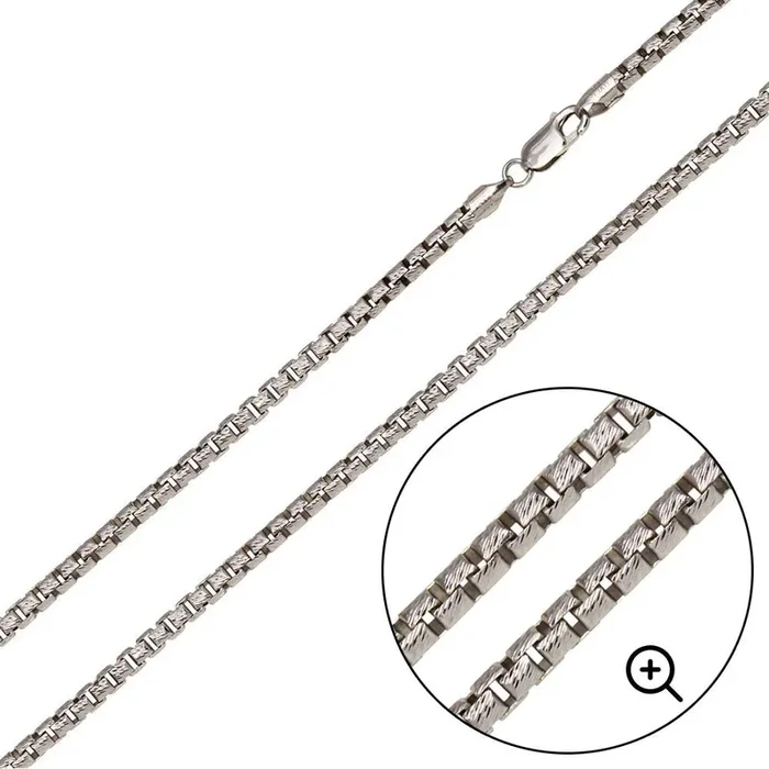 Cadenas de caja redondas con corte de diamante de 2,9 mm en plata de ley 925 rodiada – CH212B RH