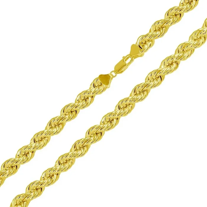Cadenas de cuerda huecas de plata de ley 925 bañadas en oro de 6,5 mm – CHHW112 GP