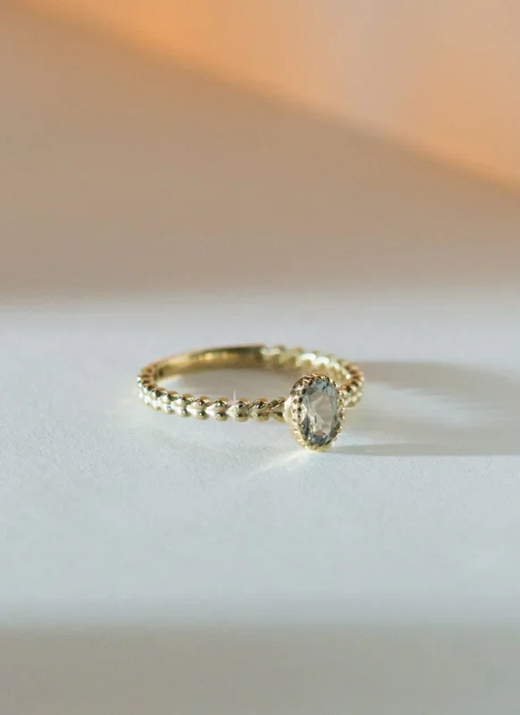 Caes aquamarijn maart birthstone ring 14k goud