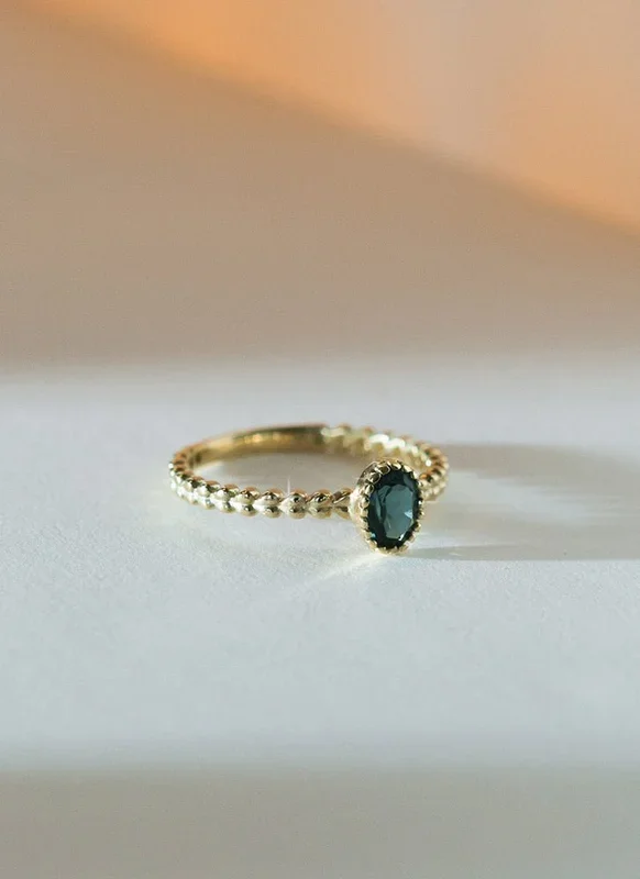 Caes london blue topaas ring 14k goud