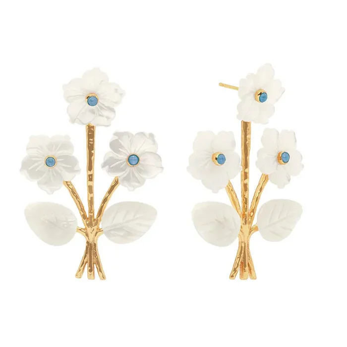 Capucine De Wulf Convertible Mermaid Garden Bouquet Post Earrings – Mother of Pearl & Ocean Jade