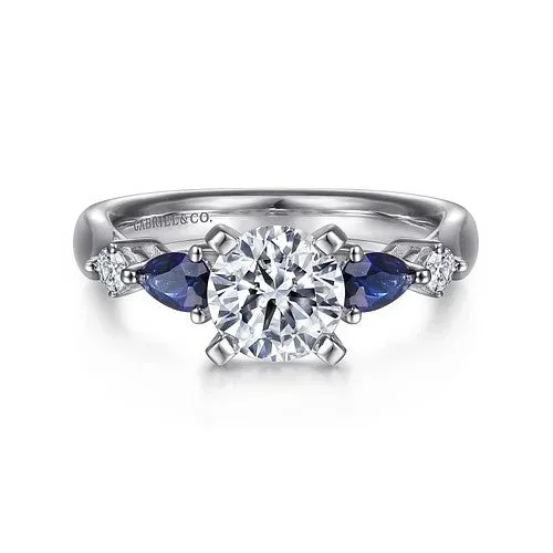 Carrie – 14K White Gold Round Five Stone Sapphire and Diamond Engagement Ring (Setting Only)
