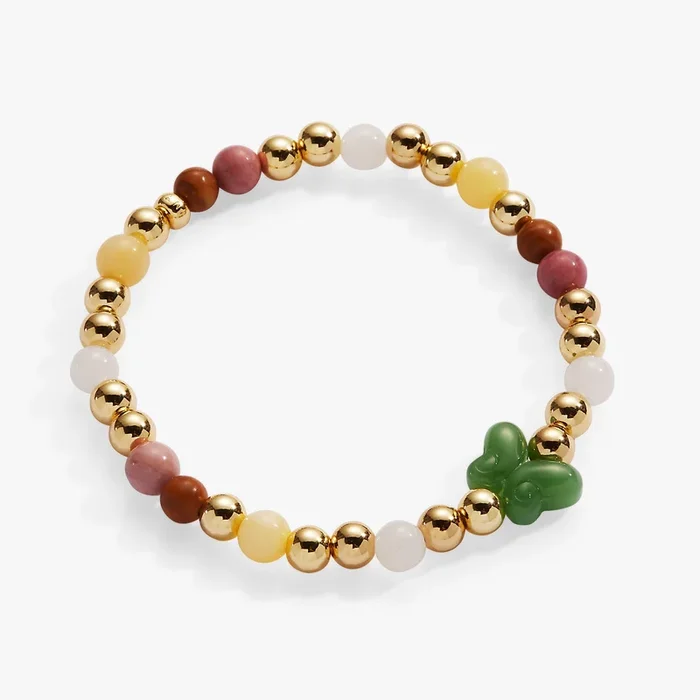 Carved Butterfly Healing Stone Stretch Bracelet