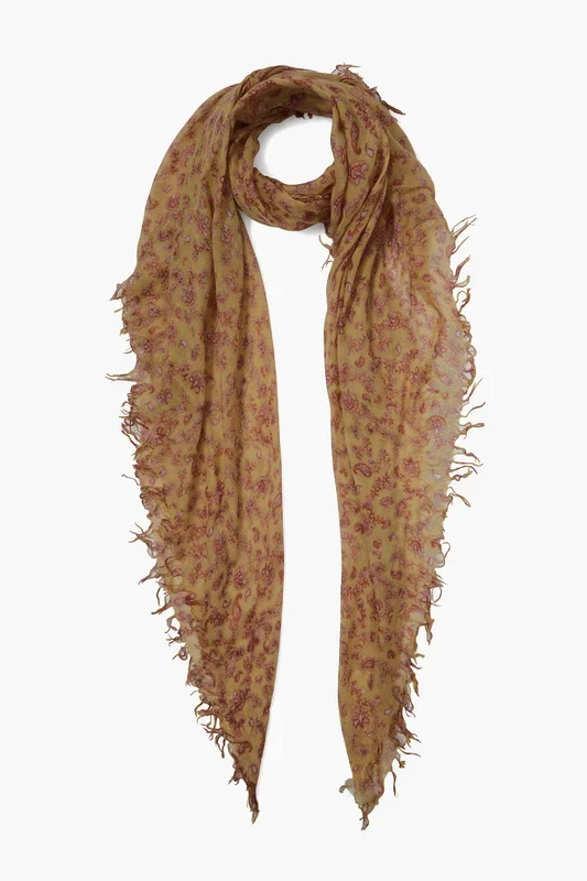 Cashmere and Silk Scarf Chai Tea Paisley