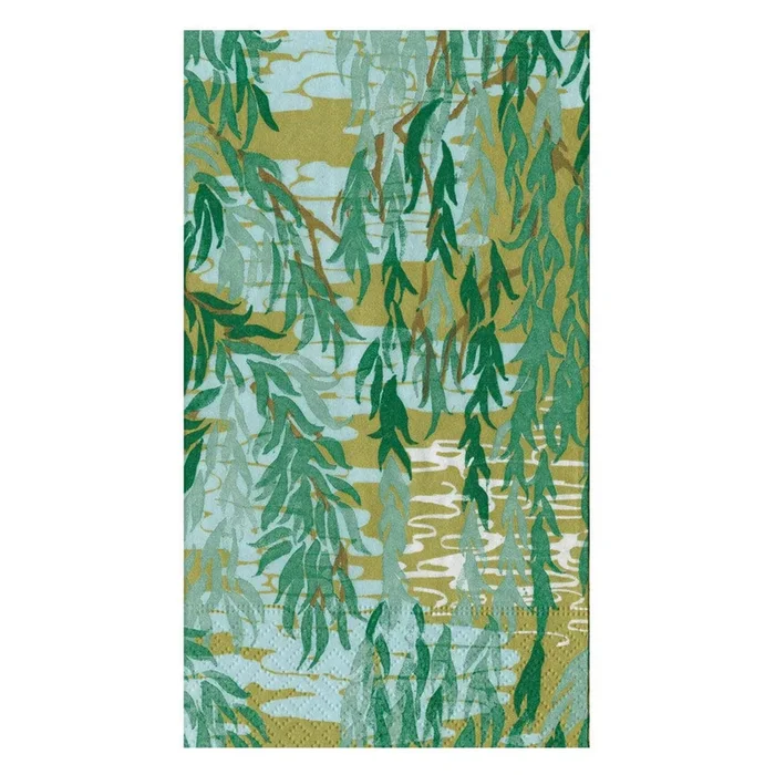 Caspari Willows Green Guest Towels – Set of 15