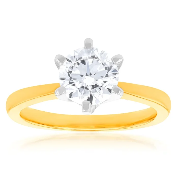 Certified Luminesce Lab Grown 1.5 Carat Solitaire Ring in 18ct Yellow Gold
