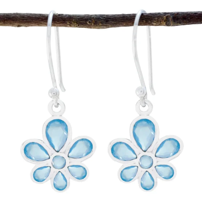 Chalcedony Mexican Hye-jin multiple Dangle Blue Silver Earring